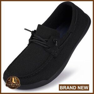 Wide Toe Box Zero-Drop Loafers, Breathable Knit Upper, Elastic Laces